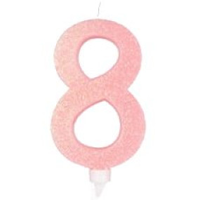 Vela 8 Rosa Claro Glitter Grande
